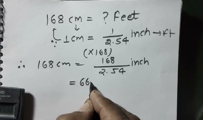 168 cm in feet 3