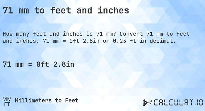 71 inches to feet 1
