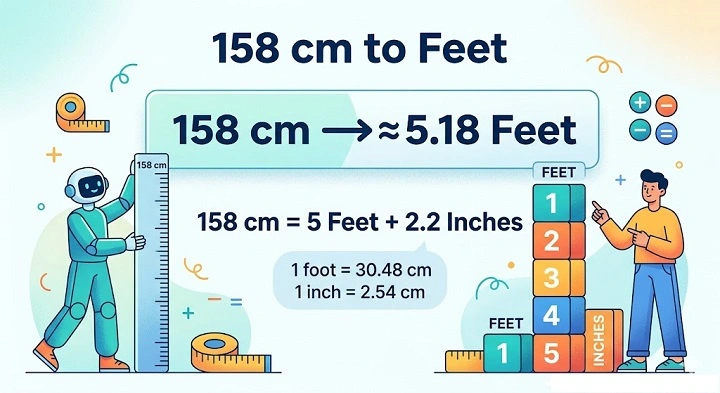 158 cm to feet
