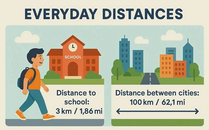 everyday examples of 100 kilometers