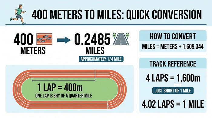 how far is 400 meters in miles 1