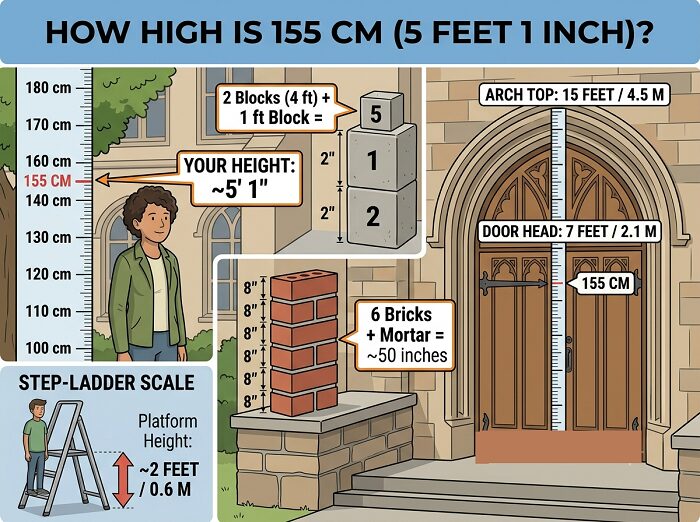 How Tall Is 155 Cm in Feet