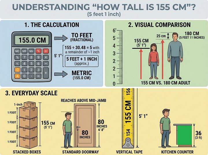 How Tall Is 155 Cm in Feets