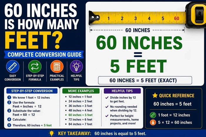 How Tall Is 60 Inches in Feets 1