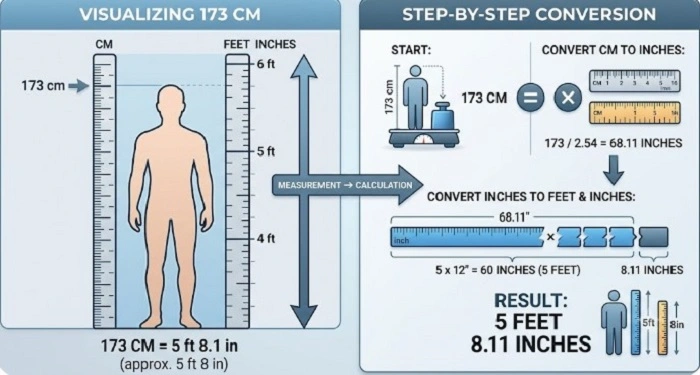how tall is 173 cm in feet 1
