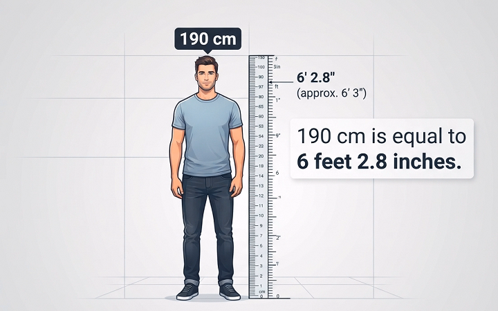how tall is 190 cm in feet