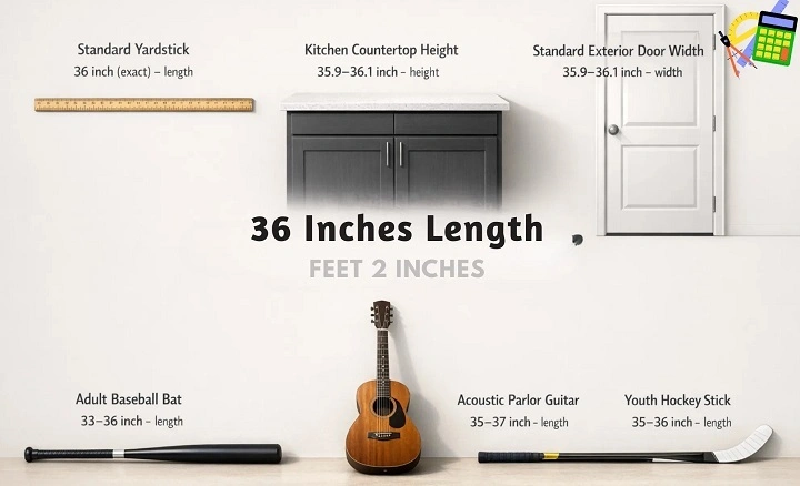 how tall is 36 inches in feet 1