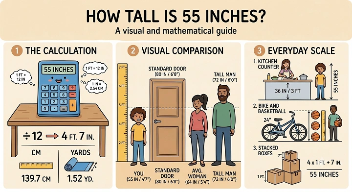 how tall is 55 inches