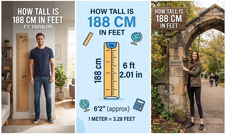 how tall is 188 cm in feet