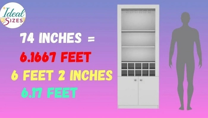 how tall is 74 inches in feet 1